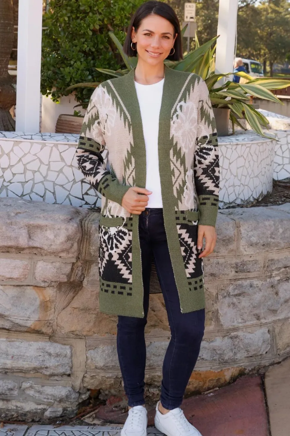 Fashion Express Aztec Cardigan | Olive