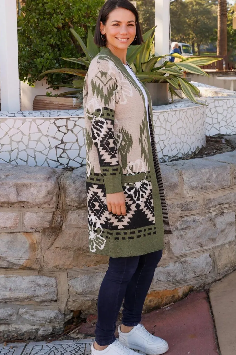 Fashion Express Aztec Cardigan | Olive