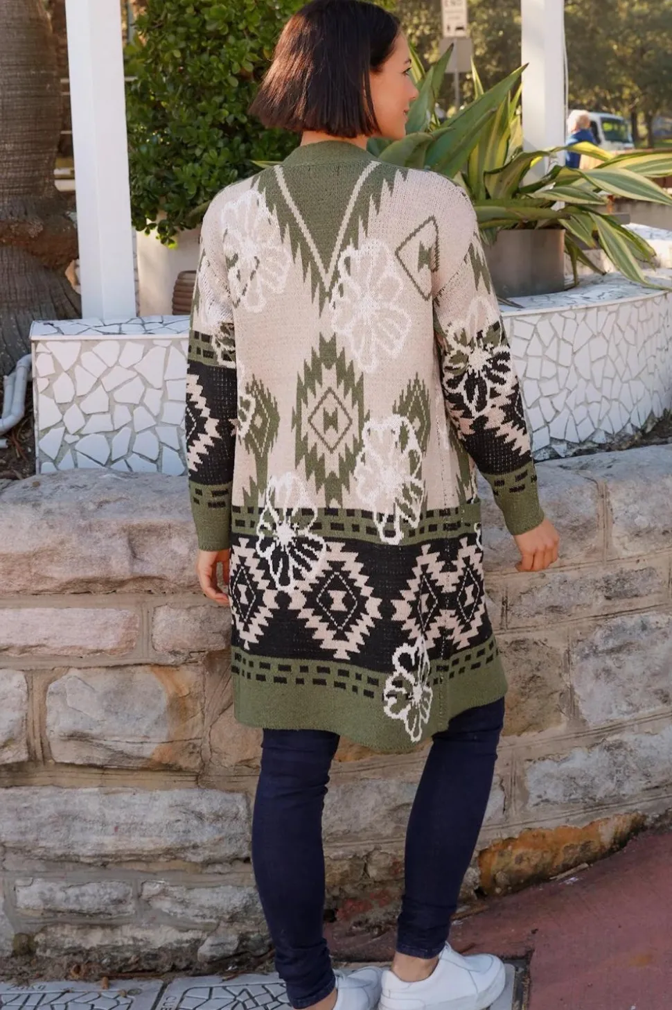 Fashion Express Aztec Cardigan | Olive