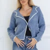 Fashion Express Blanket Stitch Jacket | Blue