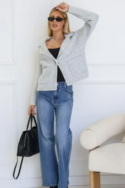 Fashion Express Blanket Stitch Jacket | Grey
