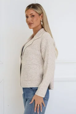 Fashion Express Blanket Stitch Jacket | Latte
