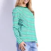 Fashion Express Brunswick Long Sleeve Top | Green Stripes