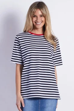 Fashion Express Brunswick Tee | Navy Stripes