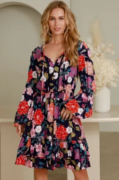Fashion Express Clementine Long Sleeve Mini Dress | Navy Floral
