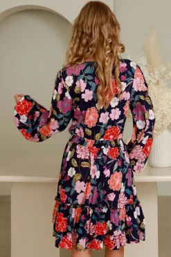 Fashion Express Clementine Long Sleeve Mini Dress | Navy Floral