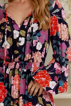Fashion Express Clementine Long Sleeve Mini Dress | Navy Floral