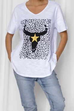 Fashion Express Dillan Steer Tee | White Leopard