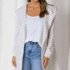Fashion Express Hudson Stripe Cardi | Beige Stripe