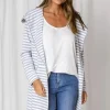 Fashion Express Hudson Stripe Cardi | Grey/White