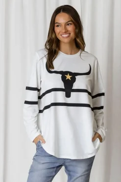 Fashion Express Jaydon Steer Long Sleeve Top | White