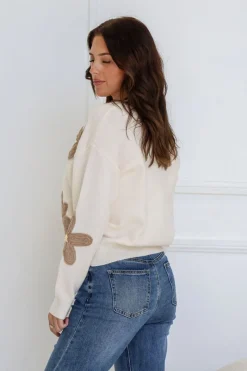 Fashion Express Josephine Daisy Cardi | Winter White/Mocha