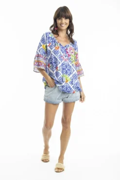 Fashion Express Lilah Boho Top | Amalfi Blue
