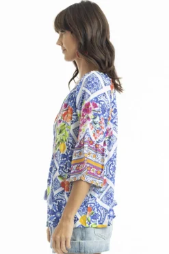 Fashion Express Lilah Boho Top | Amalfi Blue