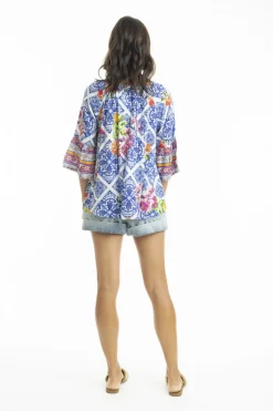 Fashion Express Lilah Boho Top | Amalfi Blue