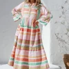 Fashion Express Mediterranean Jacquard Maxi Dress | Pink/Orange/Green