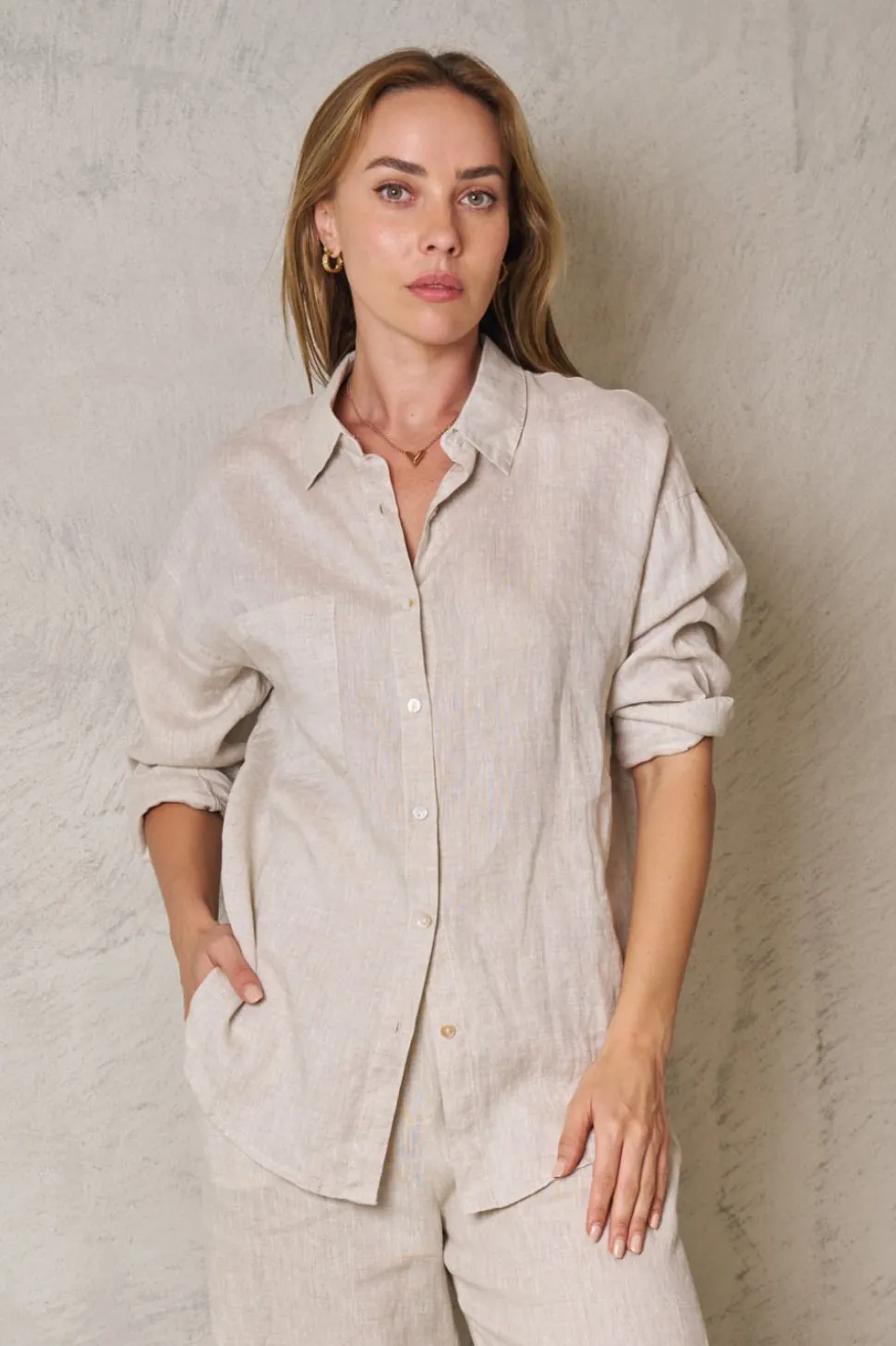 Fashion Express Millie Linen Shirt | Natural