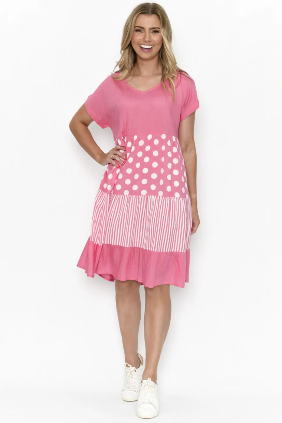 Fashion Express Nadia V-Neck Dress | Pink Lemonade