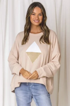 Fashion Express Shine Bright Diamond Sweat | Taupe