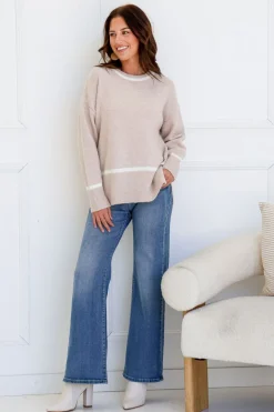 Fashion Express Slouch Contrast Knit | Latte