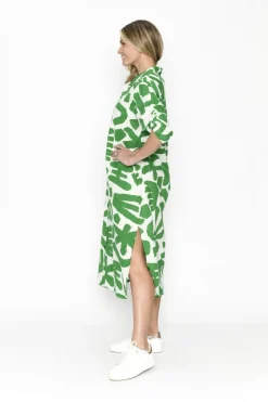 Fashion Express Sofia Shirt Dress | Green Abstract