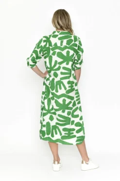 Fashion Express Sofia Shirt Dress | Green Abstract