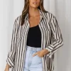 Fashion Express Solace Stripe Relaxed Shirt | Taupe/Black