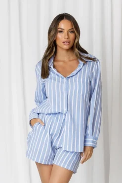 Fashion Express Solace Stripe Relaxed Shirt | Sky/White
