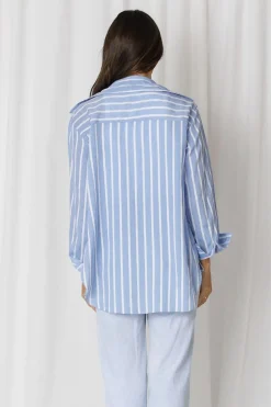 Fashion Express Solace Stripe Relaxed Shirt | Sky/White