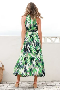 Fashion Express Sorrento Halter Neck Dress | Sea Green/Navy