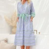 Fashion Express Taormina Tie Stripe Dress | Blue/Green