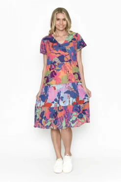 Fashion Express Thalia Tiered Dress | Tropical Sea