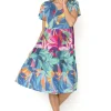 Fashion Express Thalia Tiered Dress | Leaves Mix