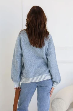 Fashion Express Tilly Blanket Stitch Crew | Blue