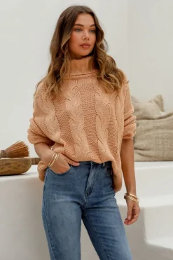 Fashion Express Tuscan Cable Knit | Camel