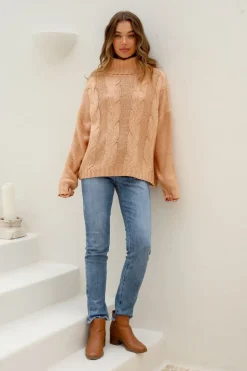 Fashion Express Tuscan Cable Knit | Camel