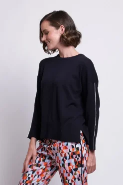 Foil Pied Piper Sweater | Navy/White
