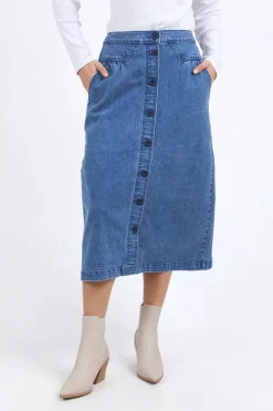 Foxwood Amanda Midi Skirt | Mid Blue