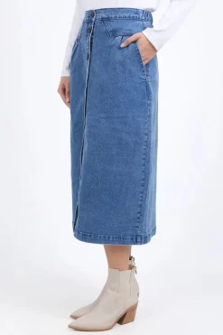 Foxwood Amanda Midi Skirt | Mid Blue