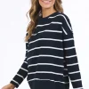 Foxwood Jayne Stripe Throw On Top | Navy/White Stripe