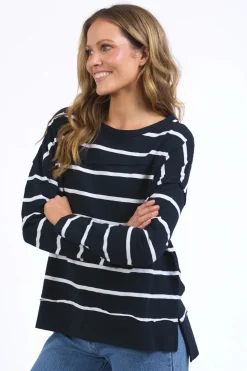 Foxwood Jayne Stripe Throw On Top | Navy/White Stripe