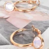 Glass Drop Hoop Earrings | Pink / Gold