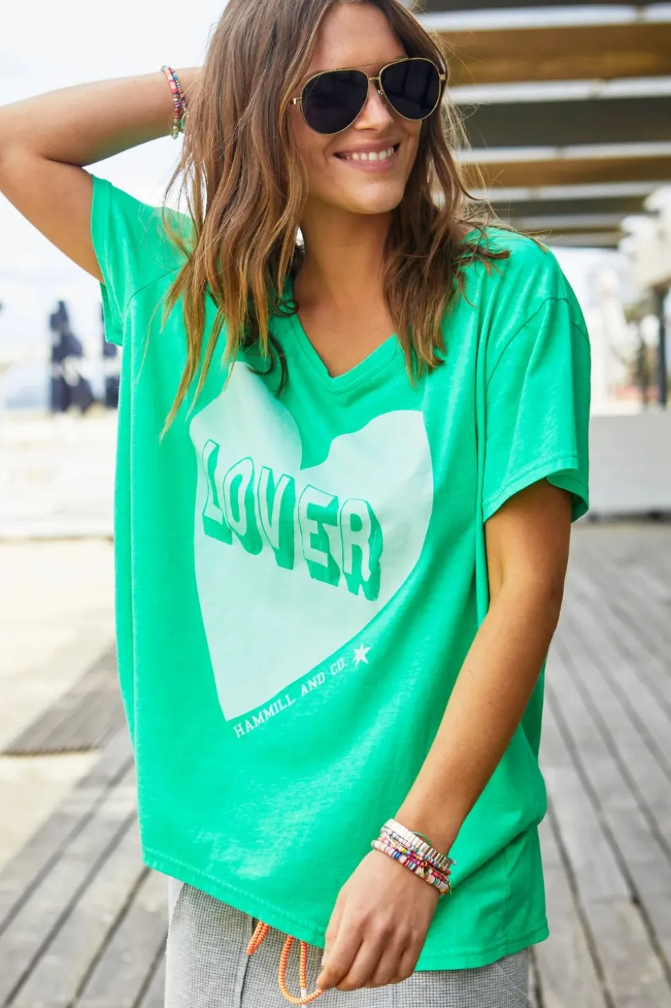 Hammill & Co Vintage Wash Lover Heart Tee | Green