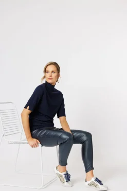 Hammock & Vine Leigh Wetlook Slim Leg Pant | Ink