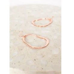 Hook Drop Hammered Cut Out Earrings | Rose