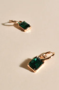 Jewel Drop Mini Hoop | Emerald