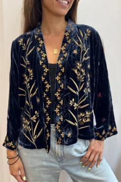 Johnny Was Aria Velvet Bolero | Blue Night