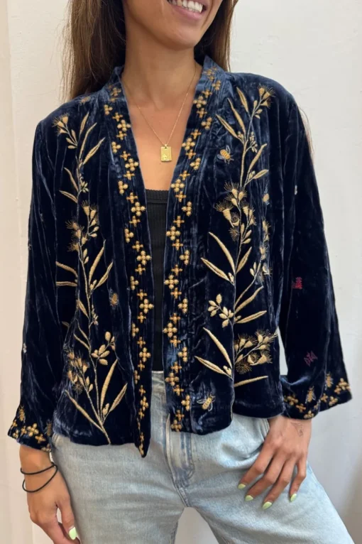 Johnny Was Aria Velvet Bolero | Blue Night