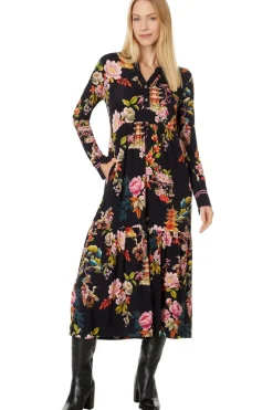 Johnny Was The Janie Favourite Long Sleeve Tiered Henley Dress | Soundbath