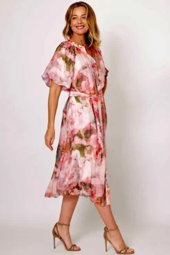 La Strada Amara Shirt Dress | Pink/Olive Floral